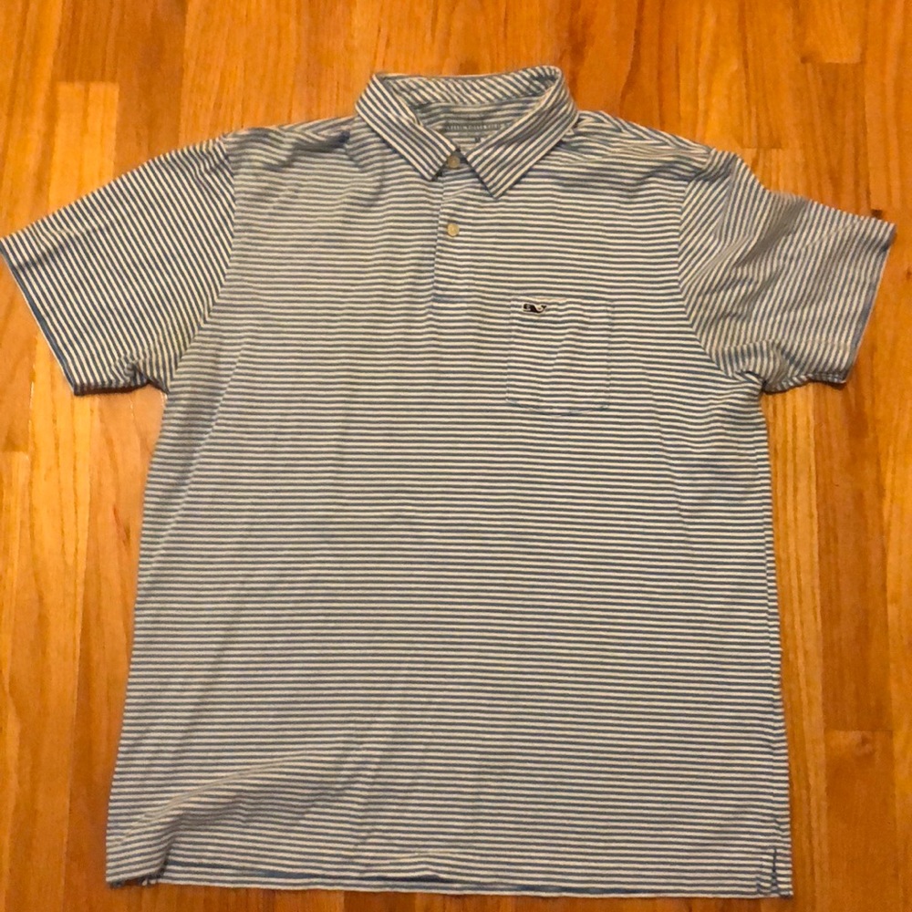 Vineyard Vines blue / white striped polo shirt
